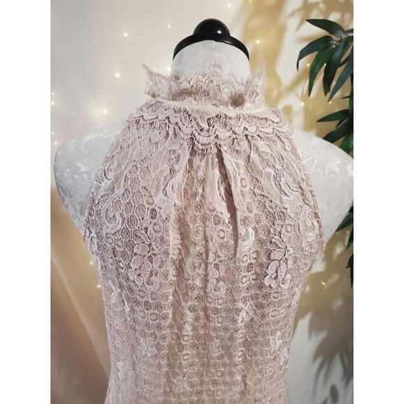 Diane von Furstenberg Olvida Lace Ruffle Silk Lined Dress Size 4 Beige Victorian - Picture 7 of 14